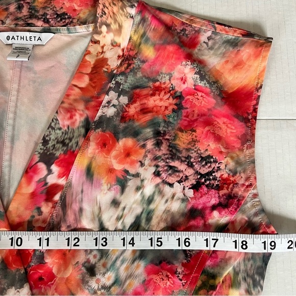 Athleta One Piece Renewed Bloom Pink Floral Drawstring Marlow Romper SZ Small - Picture 14 of 16